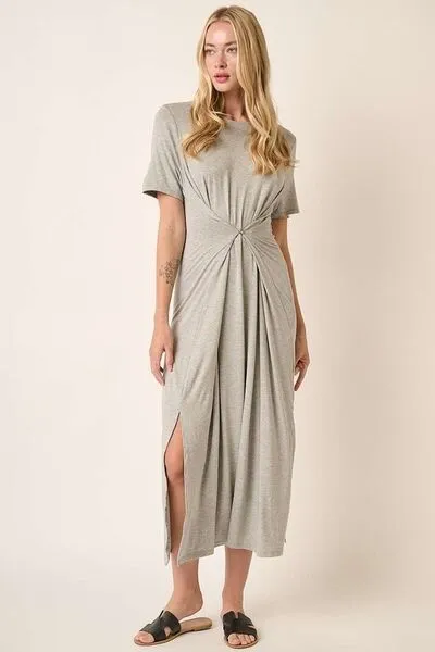 Side Slit Heather Grey Dress