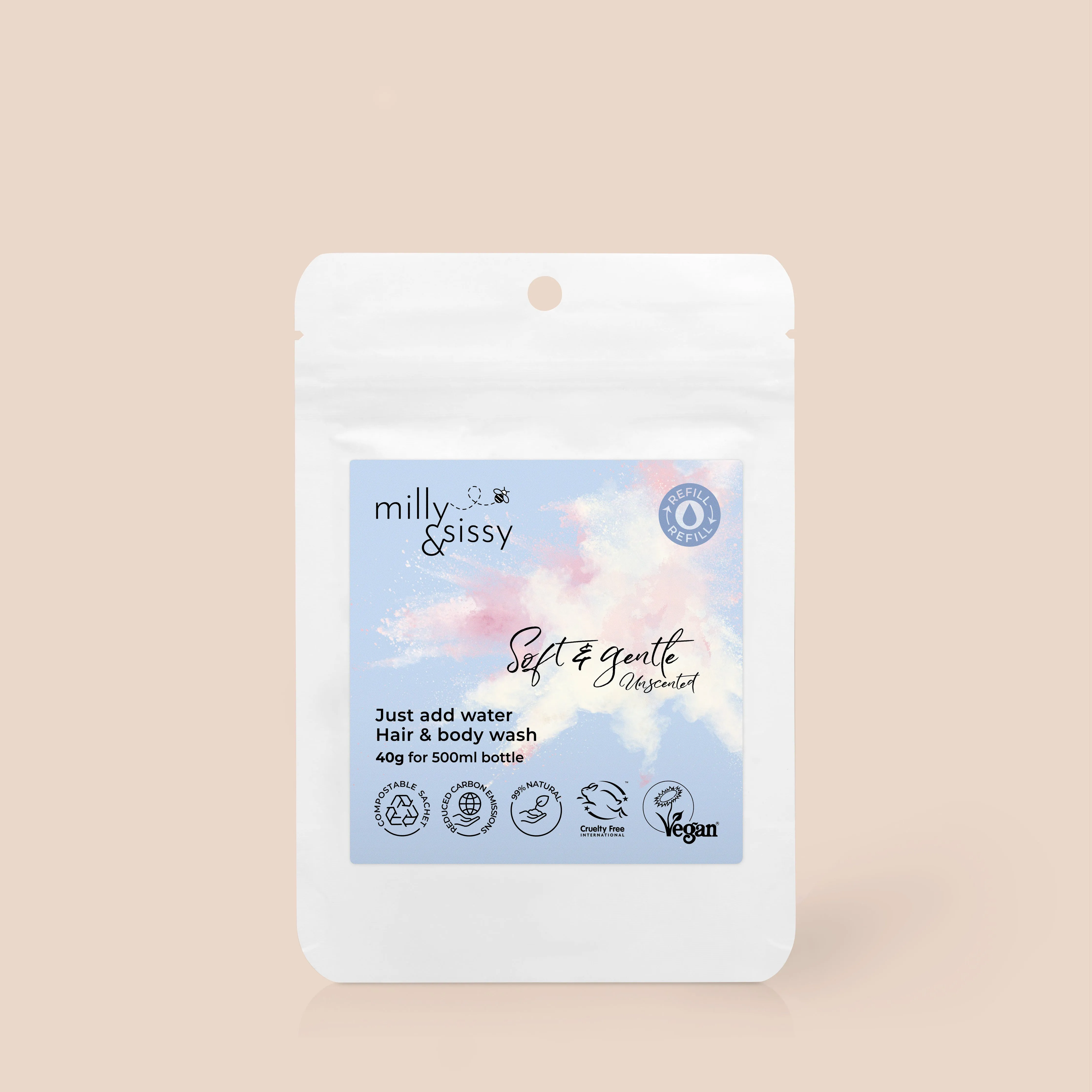 Soft & Gentle hair & body wash refill 40g