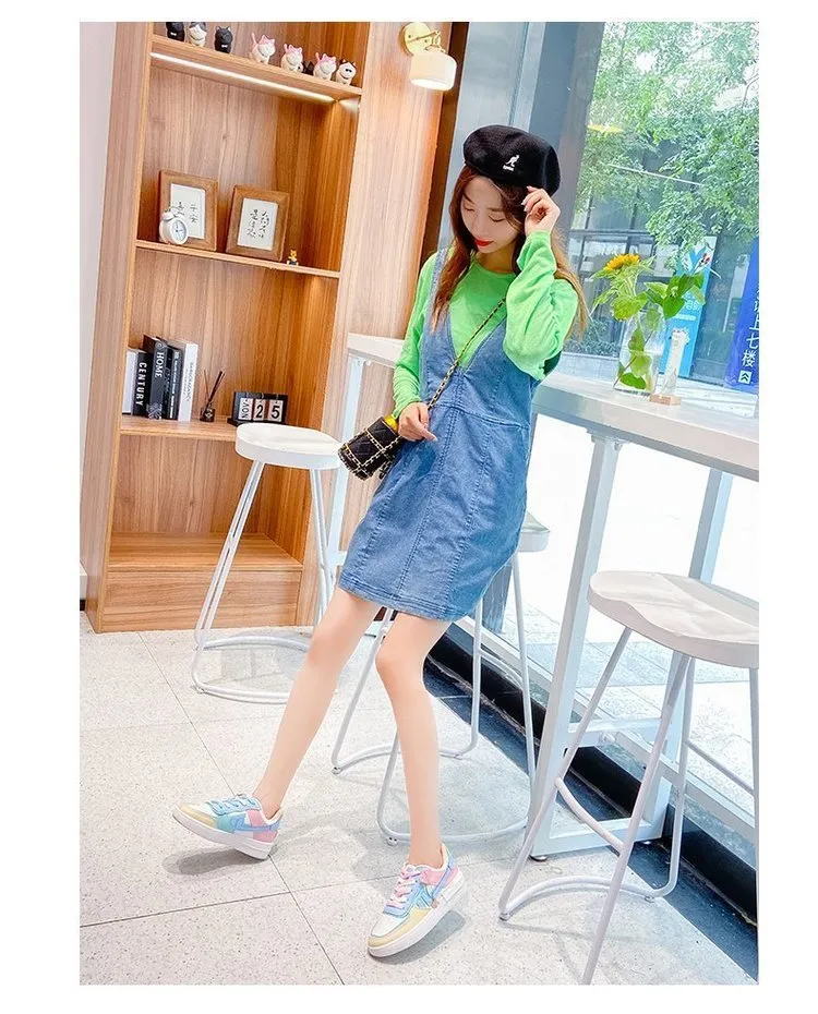 Soft Girl Flat Color-blocking Sneaker Street Shooting Casual Easy Wear Borad Shoe