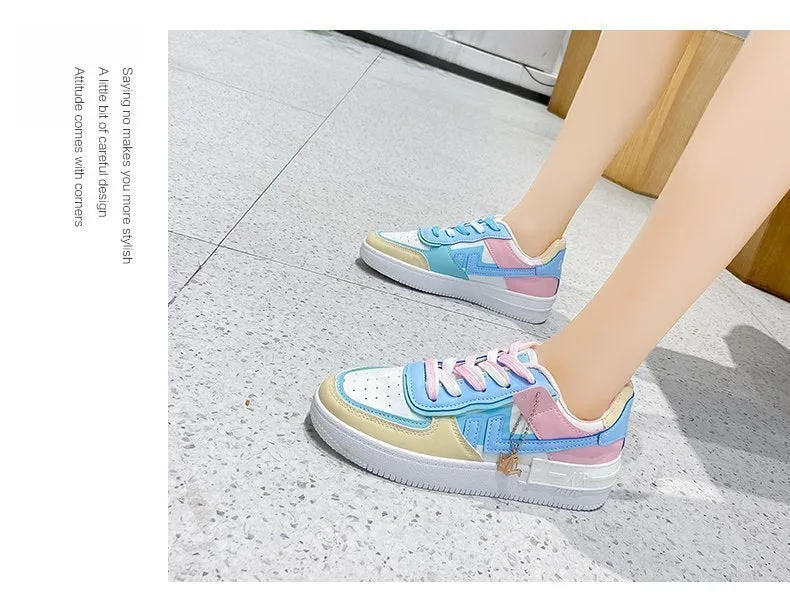 Soft Girl Flat Color-blocking Sneaker Street Shooting Casual Easy Wear Borad Shoe