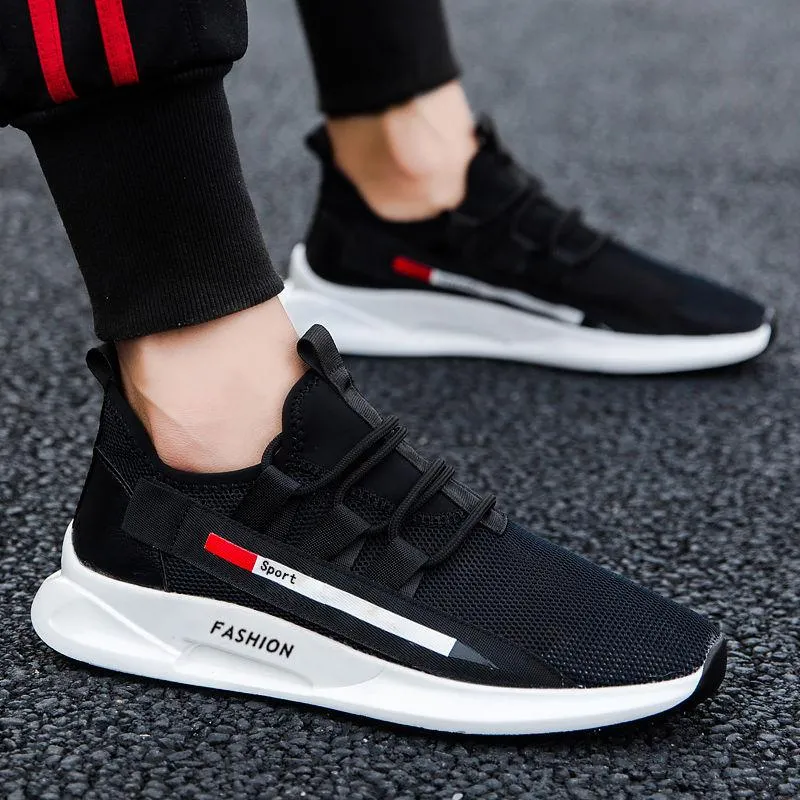 Spring and Summer Casual Sports Men's Flying Woven Surface Running Trendy Shoes Wild Thick Trendy Men's Shoes
