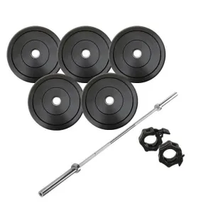 STRENGTH PACKAGE: 140KG BUMPER WEIGHT PLATES   WEIGHTLIFTING OLYMPIC BAR   LOCK JAWS