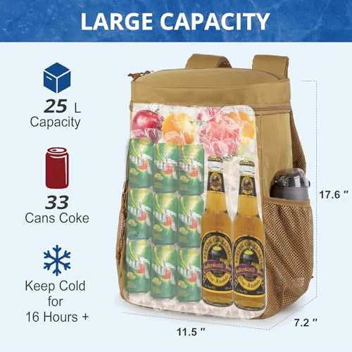 Tactical Backpack Cooler for Men,25L Large Insulated Backpack Leak-Proof