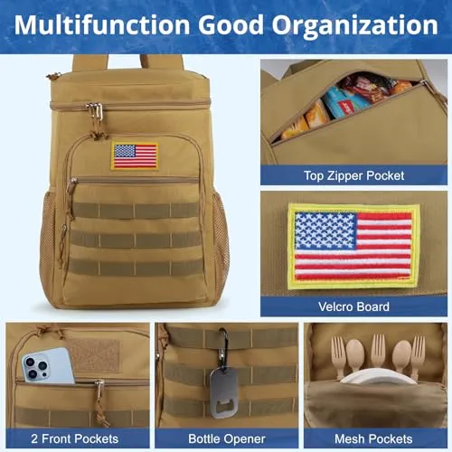 Tactical Backpack Cooler for Men,25L Large Insulated Backpack Leak-Proof
