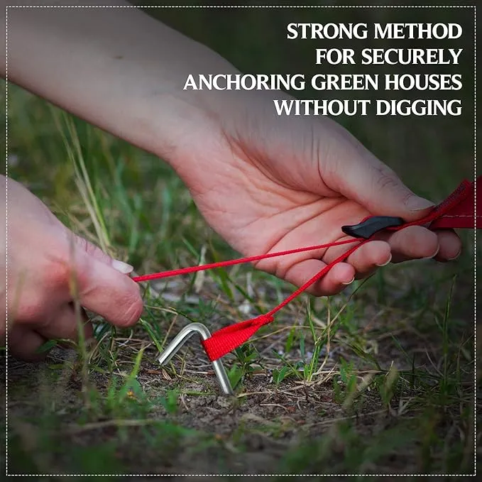 Tent Stakes Heavy Duty Metal, Galvanized Rust-Free Yard Stakes, Garden Edging Fence Hook | Tent Stakes Metal for Outdoor Camping, Tent Garden Stakes for Gardening & Canopies, Tent Pegs - by Ram-Pro