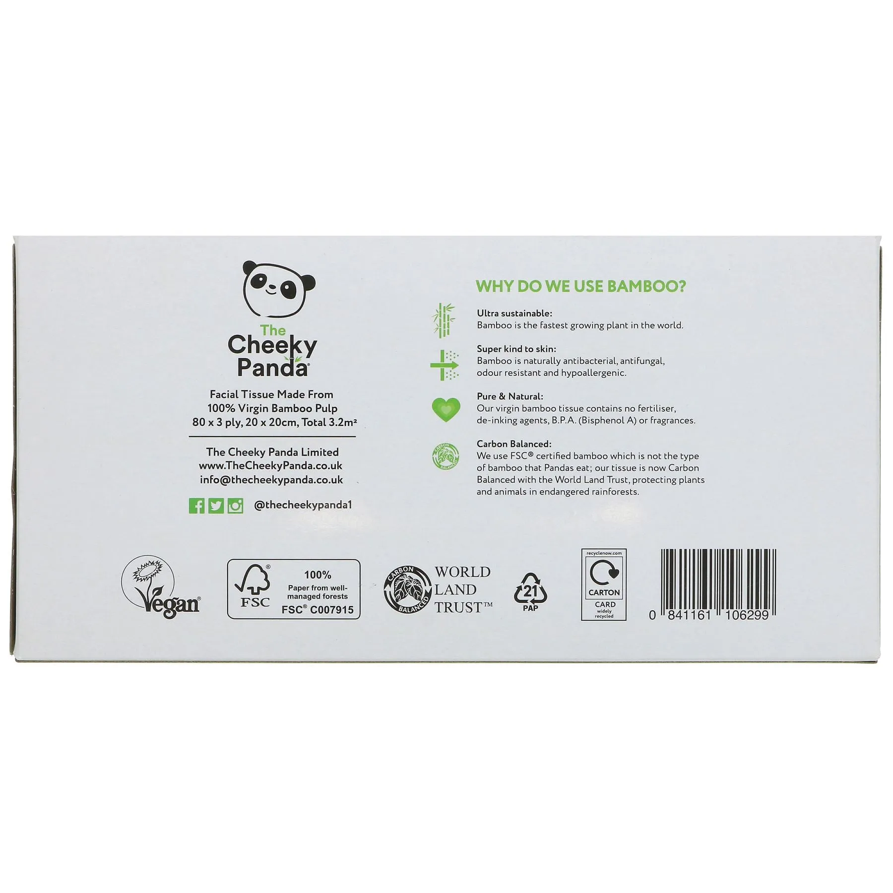 The Cheeky Panda | Sustainable Bamboo Facial Tissues - Box | 1 Box