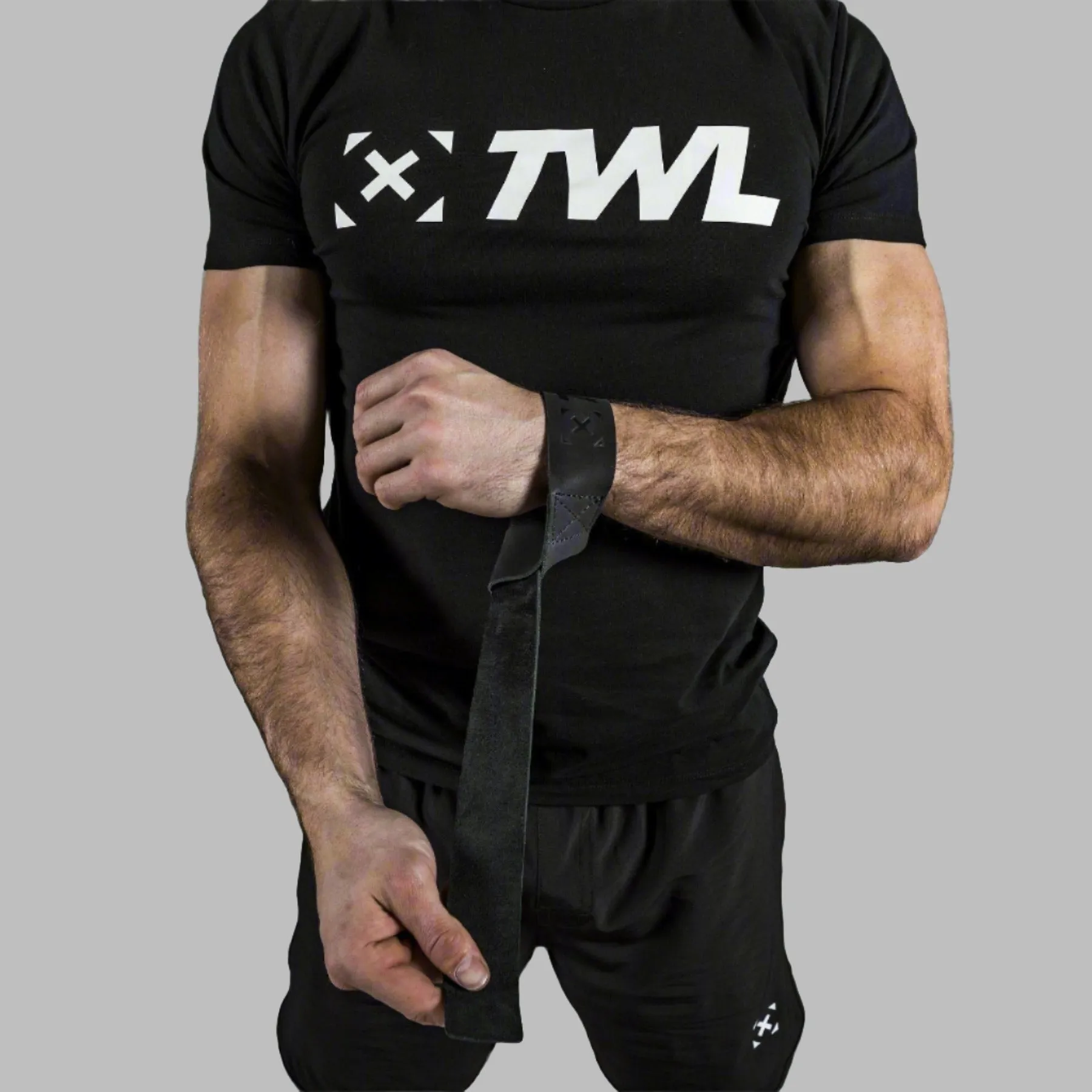 TWL - LEATHER LIFTING STRAPS - PAIR - BLACK