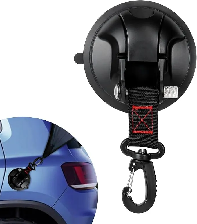 Vashly 2Pcs Upgraded Suction Cup Hooks,Heavy Duty Suction Cups with 360 °rotatable Hooks,Strong Vacuum Suction Cups with Hooks for Shower Wall,Car Awning Boat Camping Window Glass