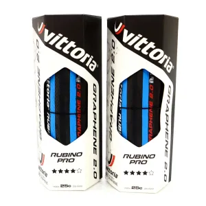 Vittoria Rubino Pro Road Bike Tire G  2.0 GRAPHENE 700 x 25c Black / Blue Tire