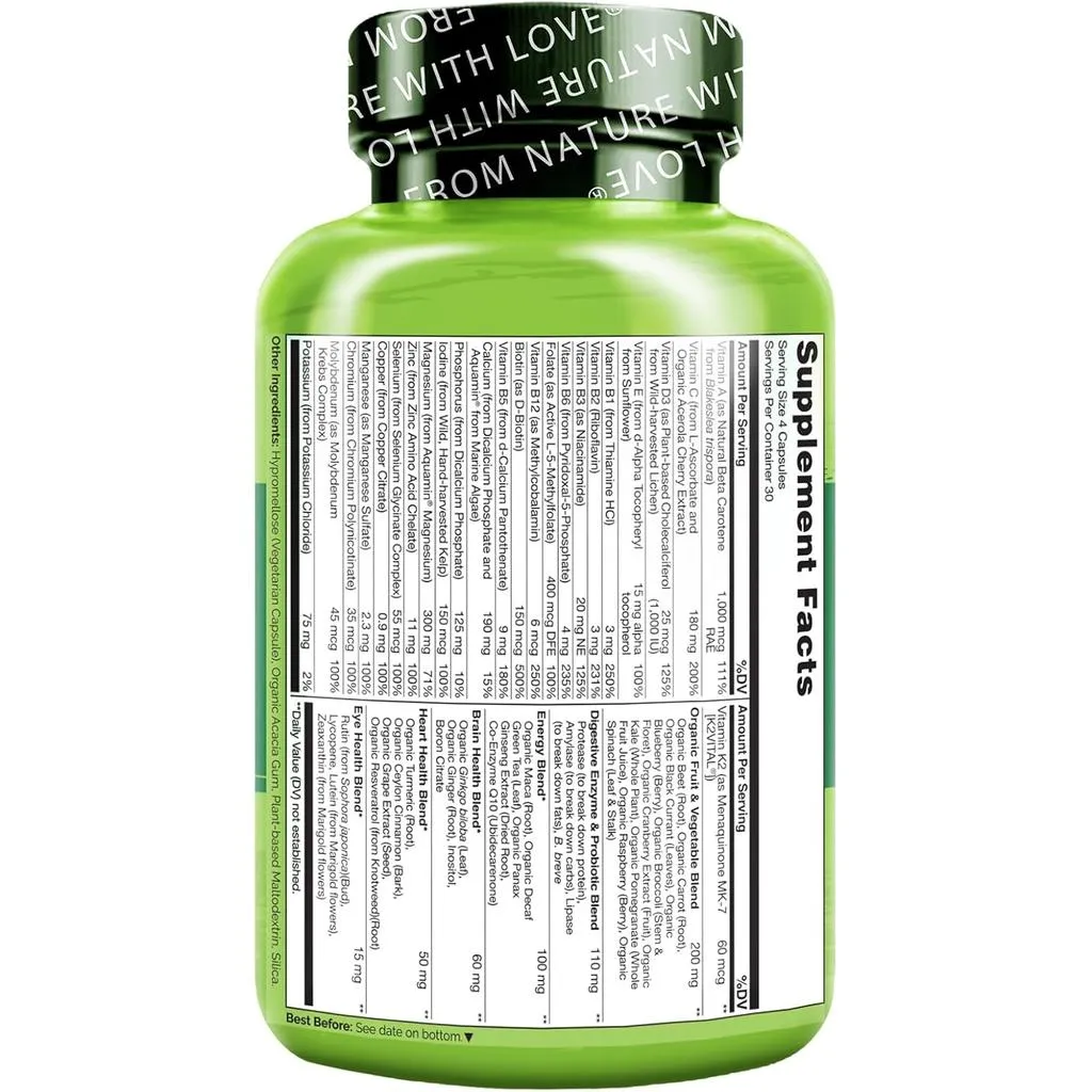 Whole Food Multivitamin for Men with Natural Vitamins, Fruit & Herbal Health Blends