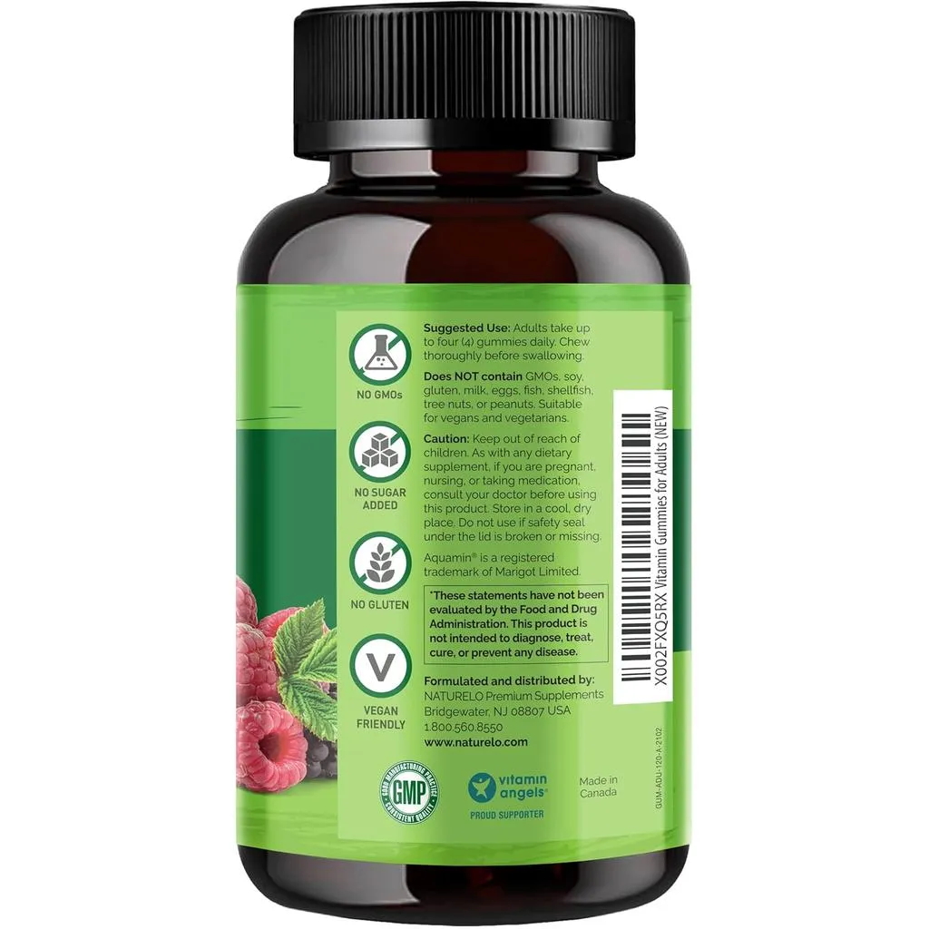 Whole Food Multivitamin Gummies for Adults with Natural Vitamins & No Sugar