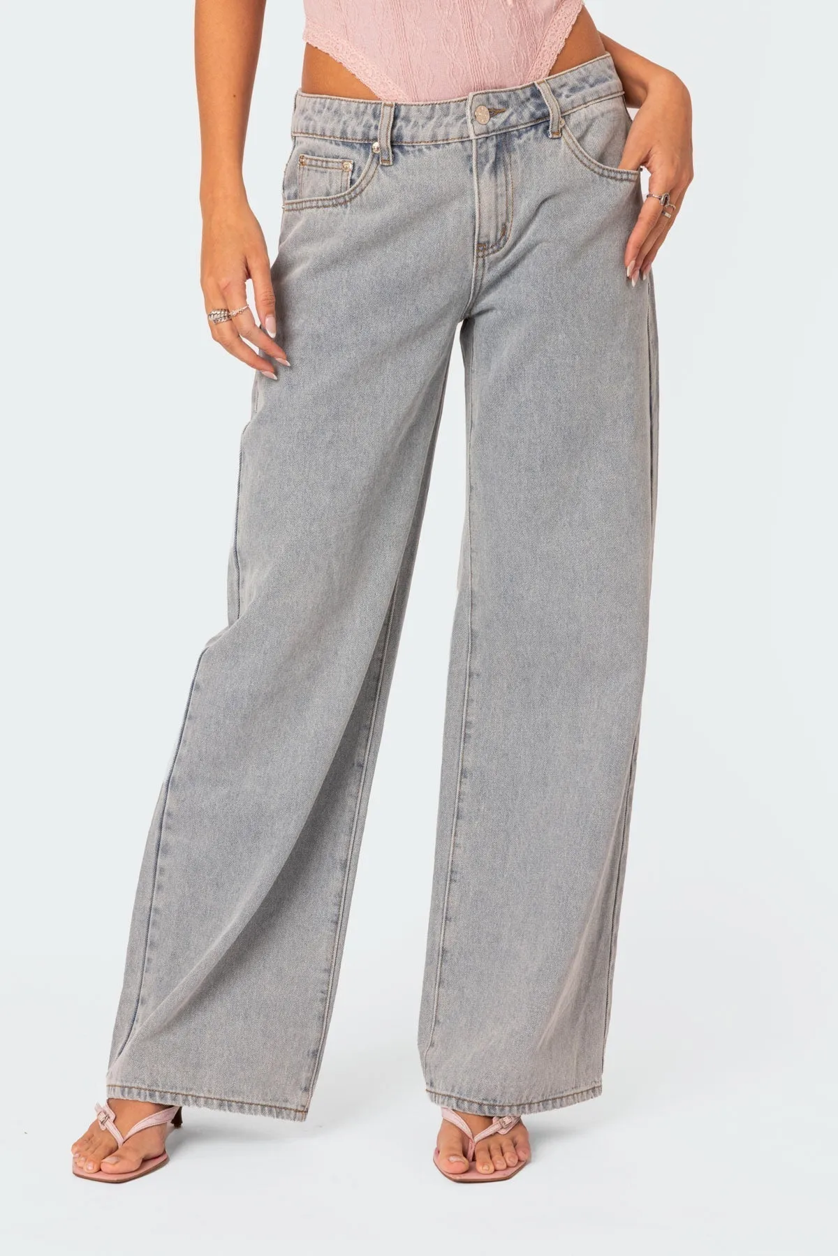 Wide-Leg Trousers | Grey Denim | Effortless Off-Duty Cool
