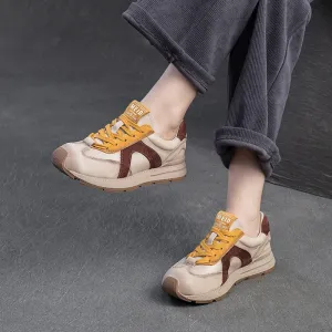 Women Fashion Color Matching Casual Training Leather Sneakers