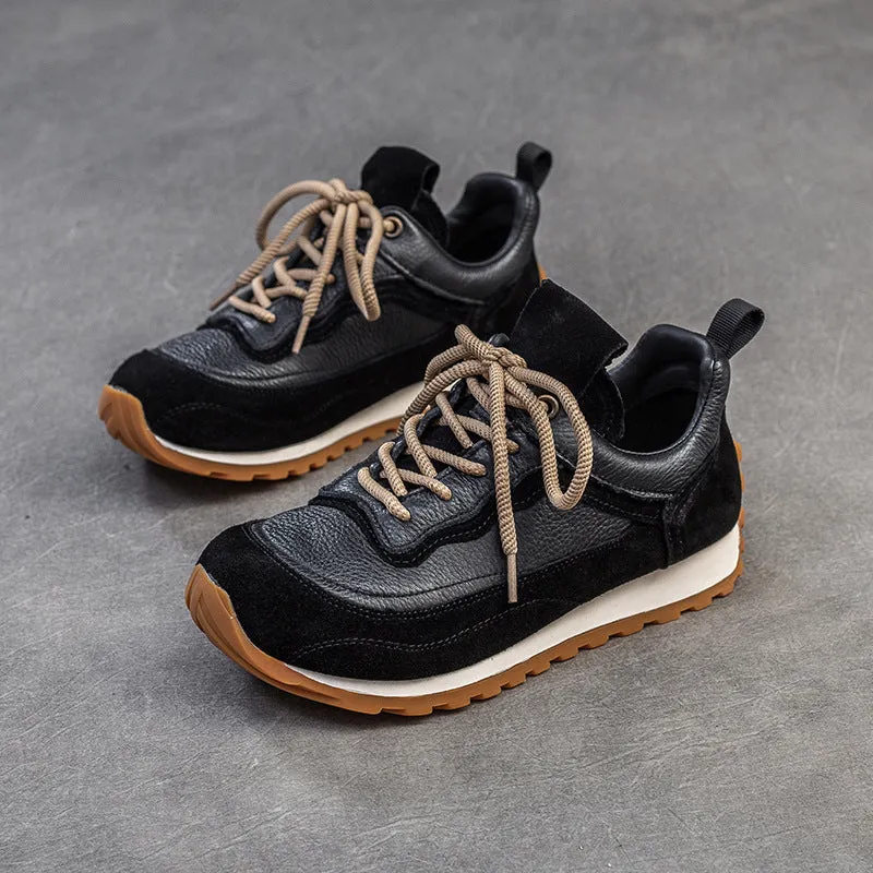 Women Vintage Patchwork Leather Casual Training Sneakers