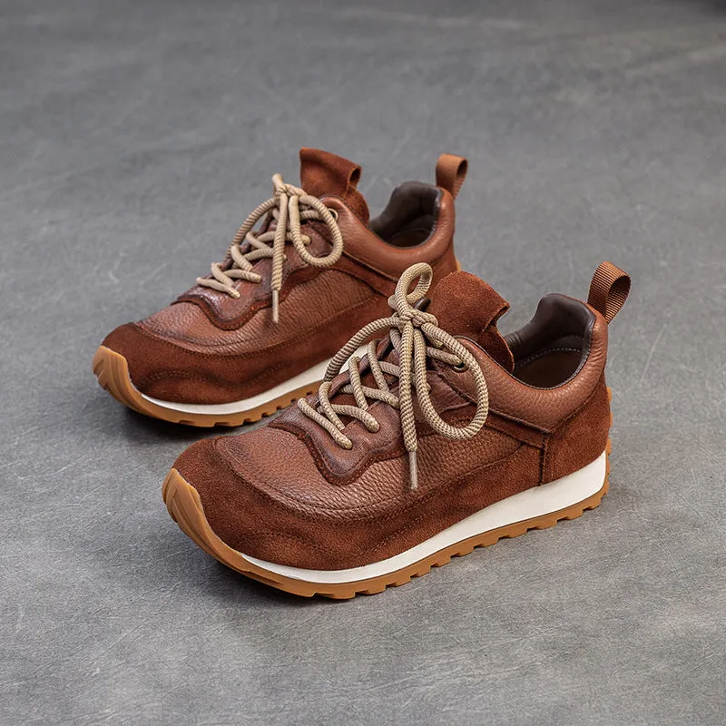 Women Vintage Patchwork Leather Casual Training Sneakers