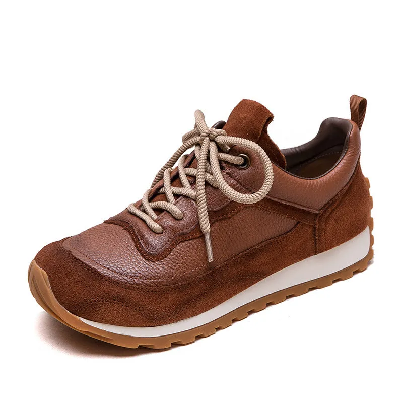 Women Vintage Patchwork Leather Casual Training Sneakers