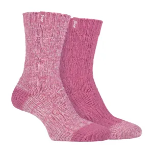 Women's 2-Pack Wool Outdoor Boot Socks | Ribbed Hiking Knit Socks